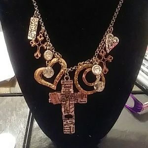 Super Chic Tri-colored Cross Necklace with lots of